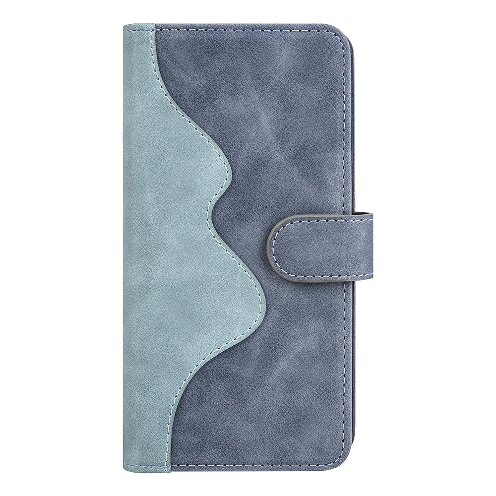 Dual Color Phone Shell for TCL 40R 5G , Splicing Leather Wallet Anti-drop Cover Flip Stand Phone Case