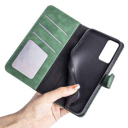 Dual Color Phone Shell for TCL 40R 5G , Splicing Leather Wallet Anti-drop Cover Flip Stand Phone Case