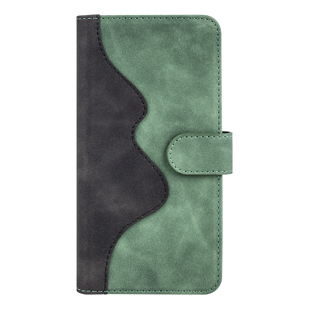 Dual Color Phone Shell for TCL 40R 5G , Splicing Leather Wallet Anti-drop Cover Flip Stand Phone Case