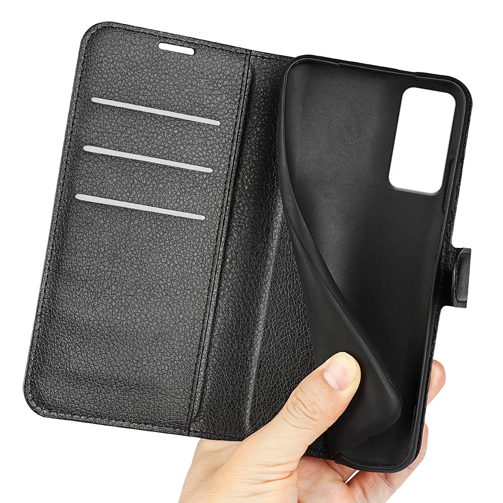PU Leather Phone Case for TCL 40R 5G , Dustproof Litchi Texture Phone Shell Wallet Stand Flip Cover