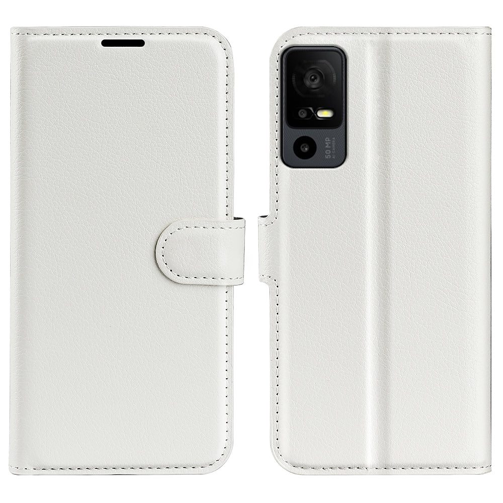 PU Leather Phone Case for TCL 40R 5G , Dustproof Litchi Texture Phone Shell Wallet Stand Flip Cover