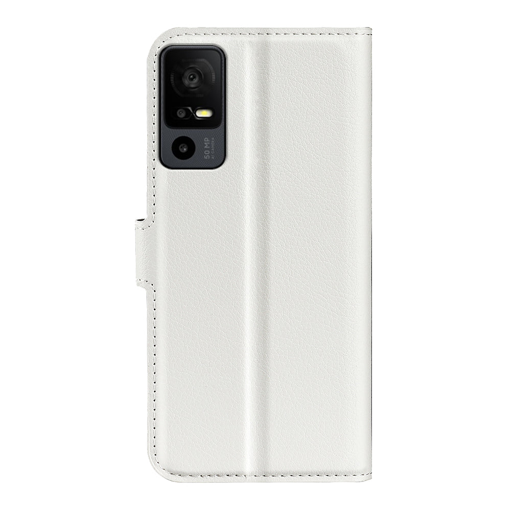 PU Leather Phone Case for TCL 40R 5G , Dustproof Litchi Texture Phone Shell Wallet Stand Flip Cover