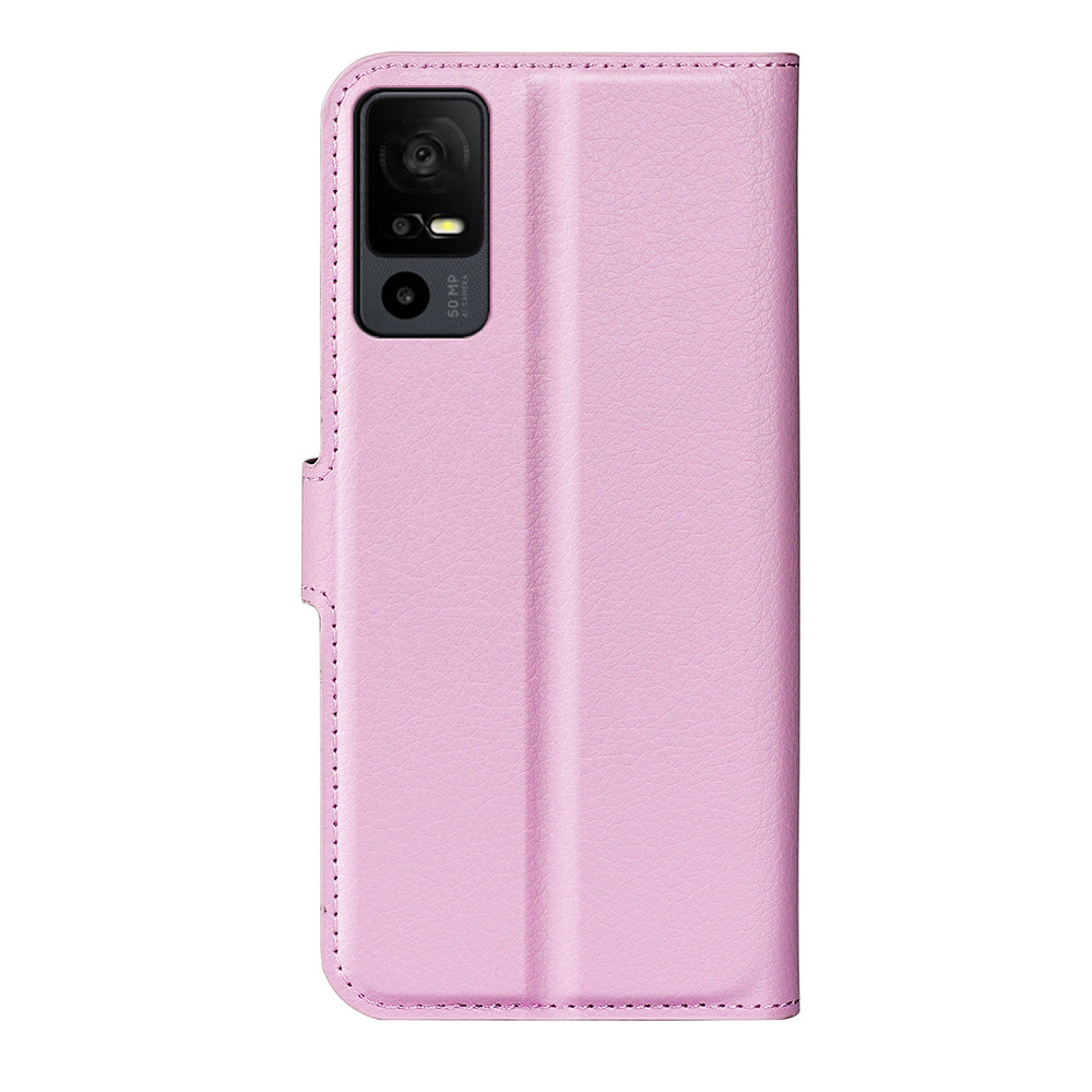 PU Leather Phone Case for TCL 40R 5G , Dustproof Litchi Texture Phone Shell Wallet Stand Flip Cover