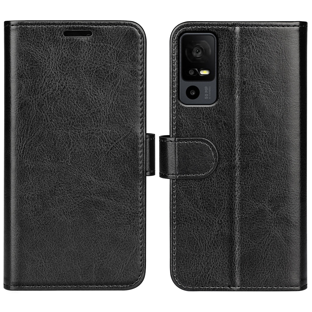 For TCL 40R 5G Anti-Dust Crazy Horse Texture Phone Case PU Leather Wallet Flip Stand Cover