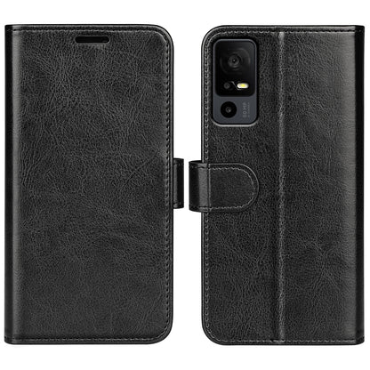 For TCL 40R 5G Anti-Dust Crazy Horse Texture Phone Case PU Leather Wallet Flip Stand Cover