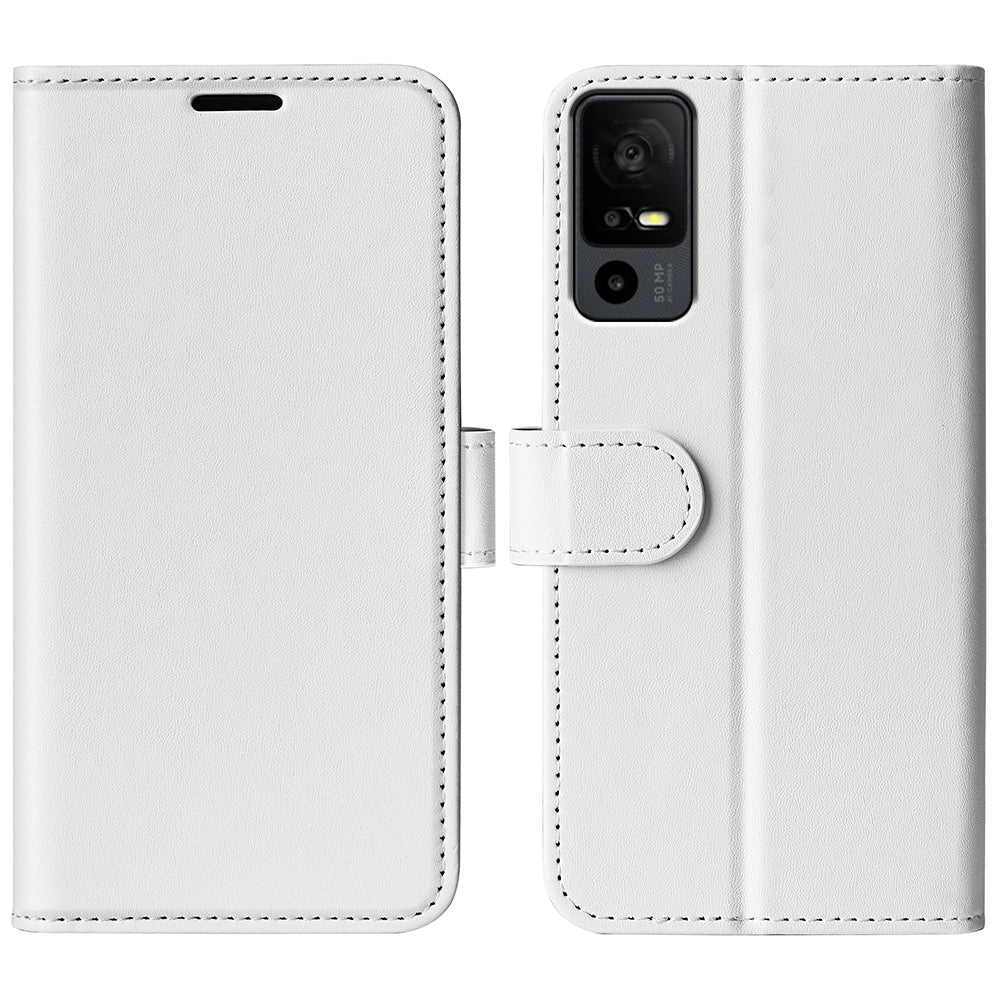 For TCL 40R 5G Anti-Dust Crazy Horse Texture Phone Case PU Leather Wallet Flip Stand Cover