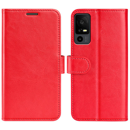 For TCL 40R 5G Anti-Dust Crazy Horse Texture Phone Case PU Leather Wallet Flip Stand Cover