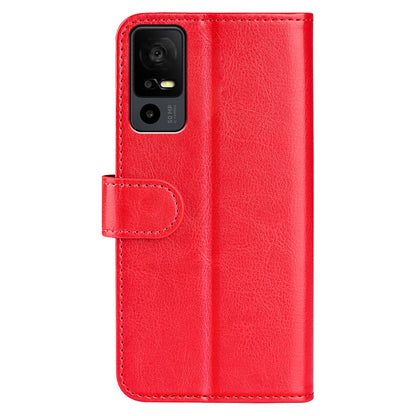 For TCL 40R 5G Anti-Dust Crazy Horse Texture Phone Case PU Leather Wallet Flip Stand Cover