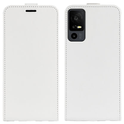 For TCL 40R 5G Vertical Flip Phone Case Crazy Horse Texture Card Holder PU Leather Protective Cover