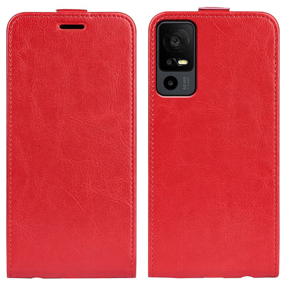 For TCL 40R 5G Vertical Flip Phone Case Crazy Horse Texture Card Holder PU Leather Protective Cover