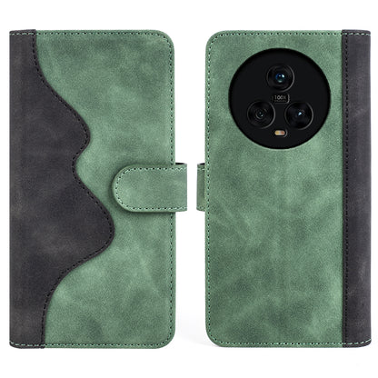 Dual Color Phone Shell for Honor Magic5 Splicing Leather Wallet Anti-Drop Cover Flip Stand Phone Case