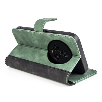 Dual Color Phone Shell for Honor Magic5 Splicing Leather Wallet Anti-Drop Cover Flip Stand Phone Case