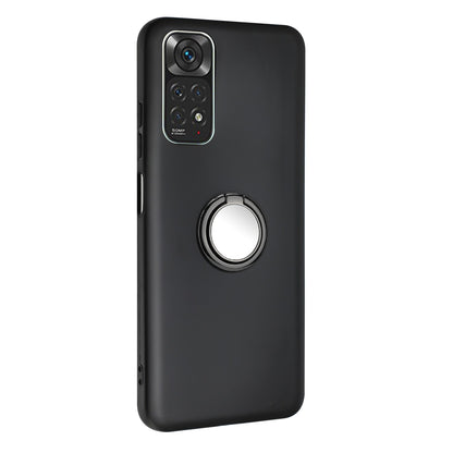 For Xiaomi Redmi Note 11S 4G / Note 11 4G (Qualcomm) Matte TPU Phone Case Ring Kickstand Cover Works for Magnetic Car Mount