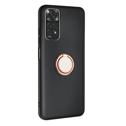 For Xiaomi Redmi Note 11S 4G / Note 11 4G (Qualcomm) Matte TPU Phone Case Ring Kickstand Cover Works for Magnetic Car Mount