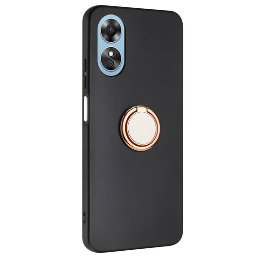 For Oppo A17 4G / A17k 4G Matte TPU Phone Case Ring Kickstand Bump Proof Cover Support Car Magnet Mount