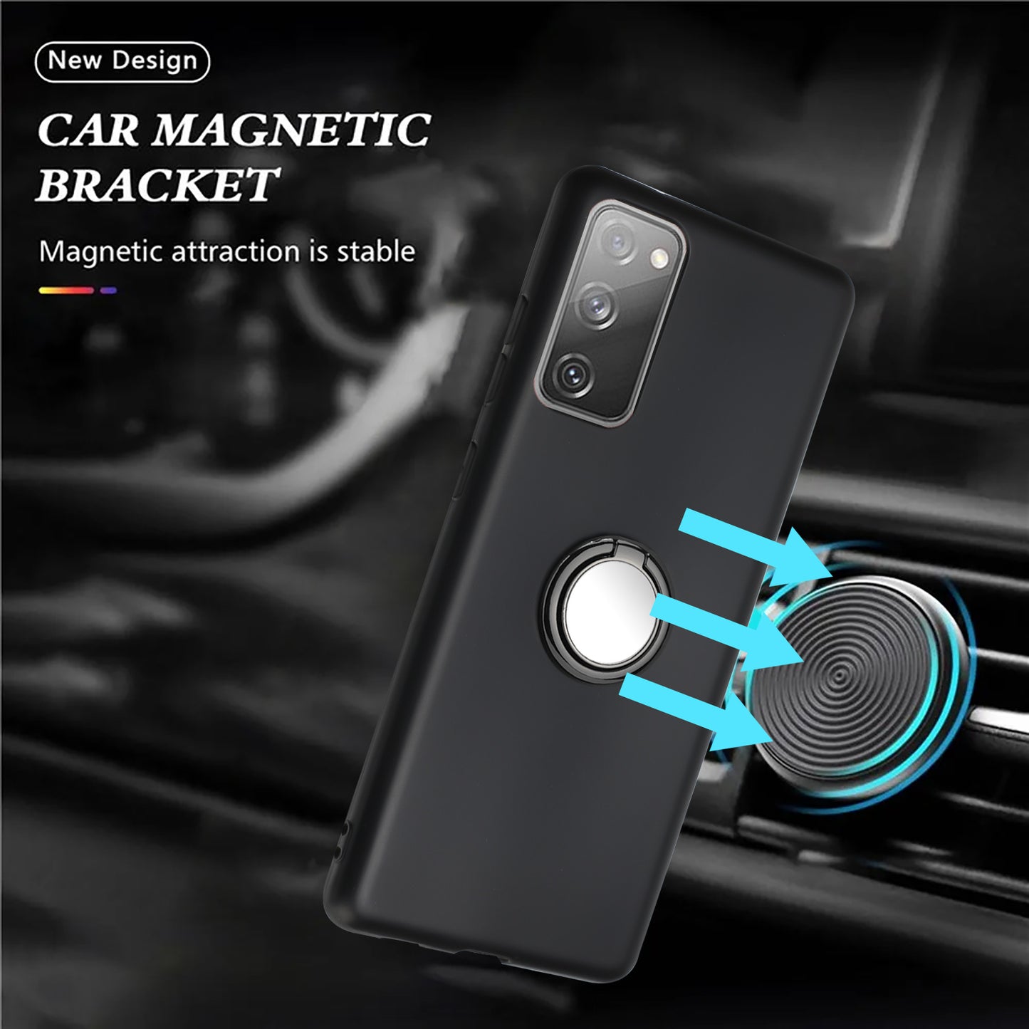 For Samsung Galaxy S20 FE / S20 FE 5G / S20 FE 2022 / S20 Lite Matte TPU Phone Cover with Ring Kickstand