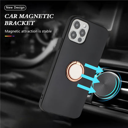 TPU Cover for iPhone 12 mini 5.4 inch Ring Kickstand Matte Phone Case Support Car Magnet Mount
