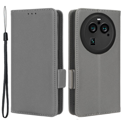 For Oppo Find X6 Pro Litchi Texture PU Leather Case Folio Flip Wallet Stand Phone Cover