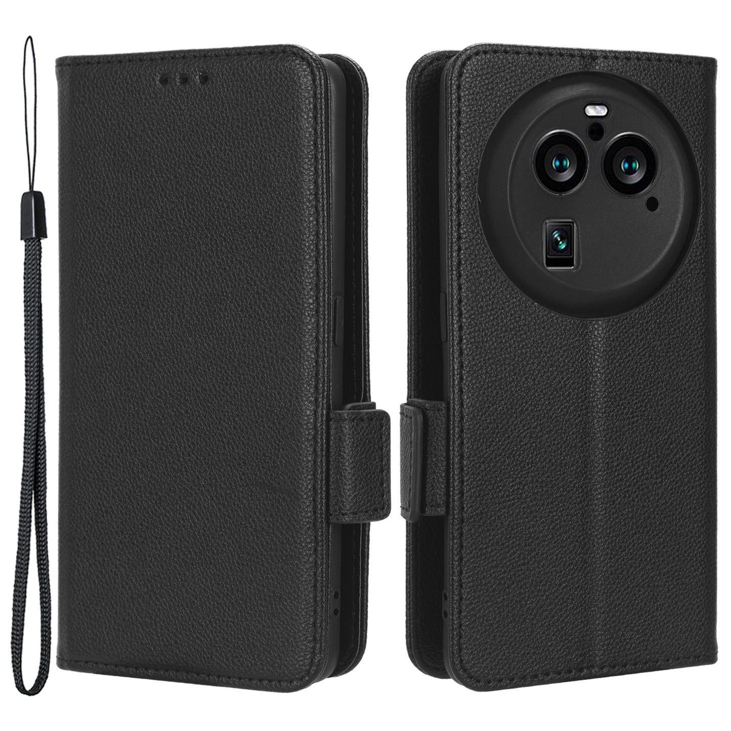 For Oppo Find X6 Pro Litchi Texture PU Leather Case Folio Flip Wallet Stand Phone Cover