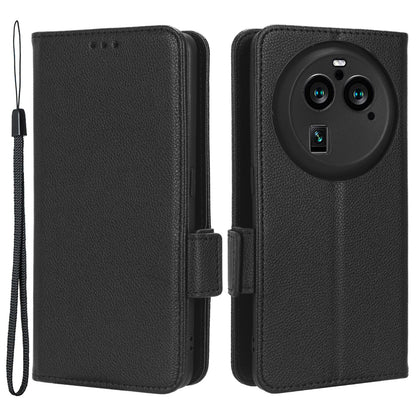 For Oppo Find X6 Pro Litchi Texture PU Leather Case Folio Flip Wallet Stand Phone Cover