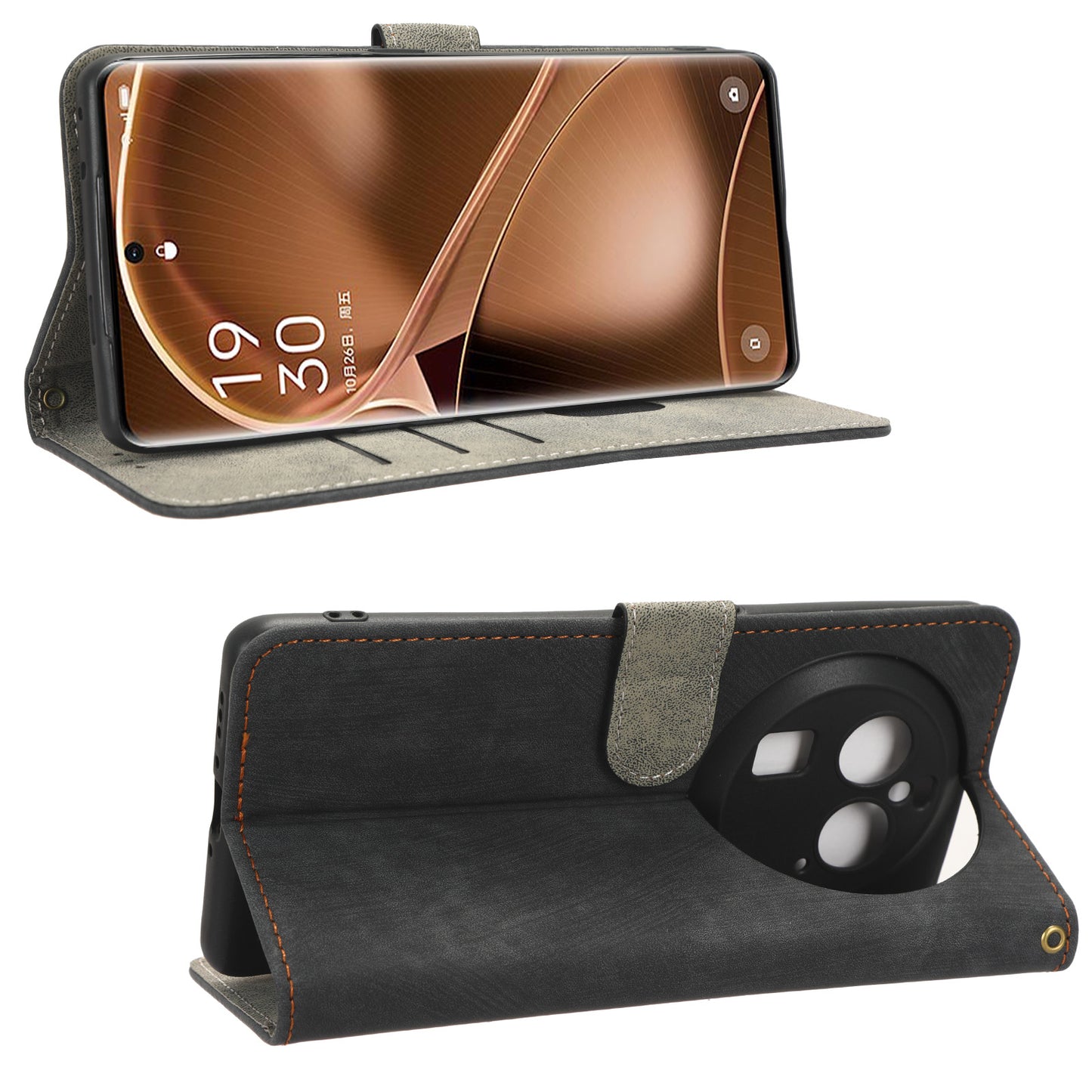 For Oppo Find X6 Pro PU Leather Phone Cover RFID Blocking Wallet Stand Case with Strap