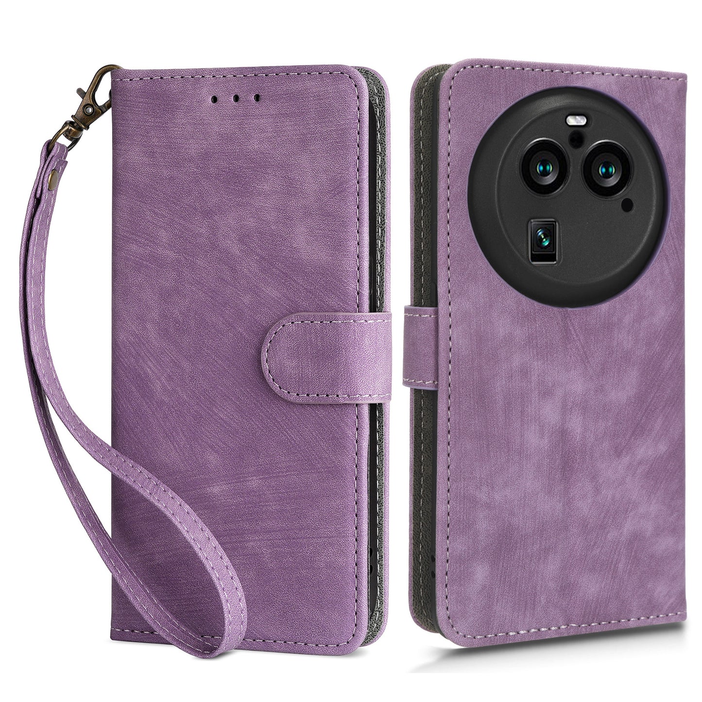 For Oppo Find X6 Pro PU Leather Phone Cover RFID Blocking Wallet Stand Case with Strap