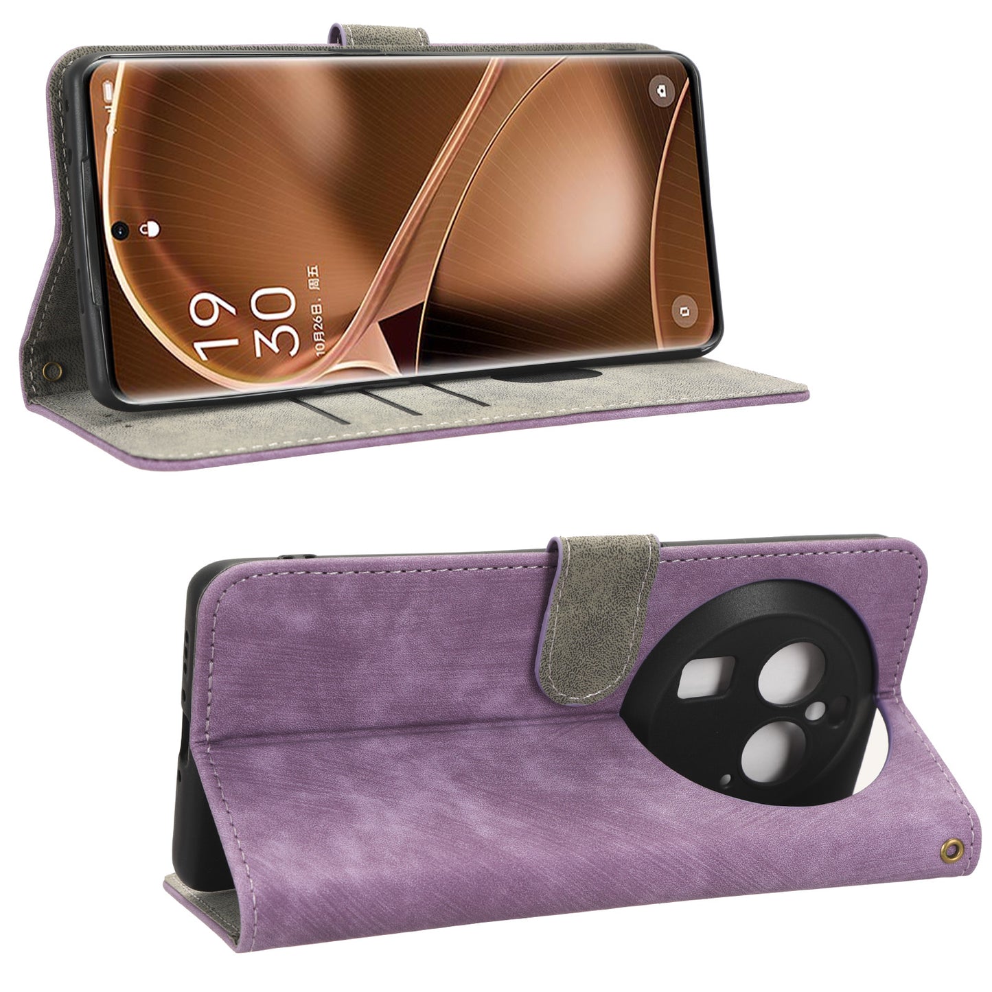 For Oppo Find X6 Pro PU Leather Phone Cover RFID Blocking Wallet Stand Case with Strap