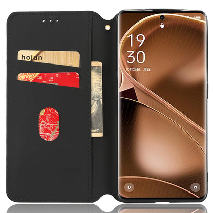 For Oppo Find X6 Pro Imprinted Rhombus Pattern PU Leather+TPU Phone Cover Stand Phone Wallet Case