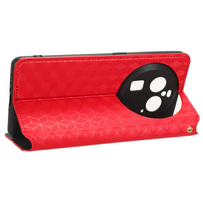 For Oppo Find X6 Pro Imprinted Rhombus Pattern PU Leather+TPU Phone Cover Stand Phone Wallet Case