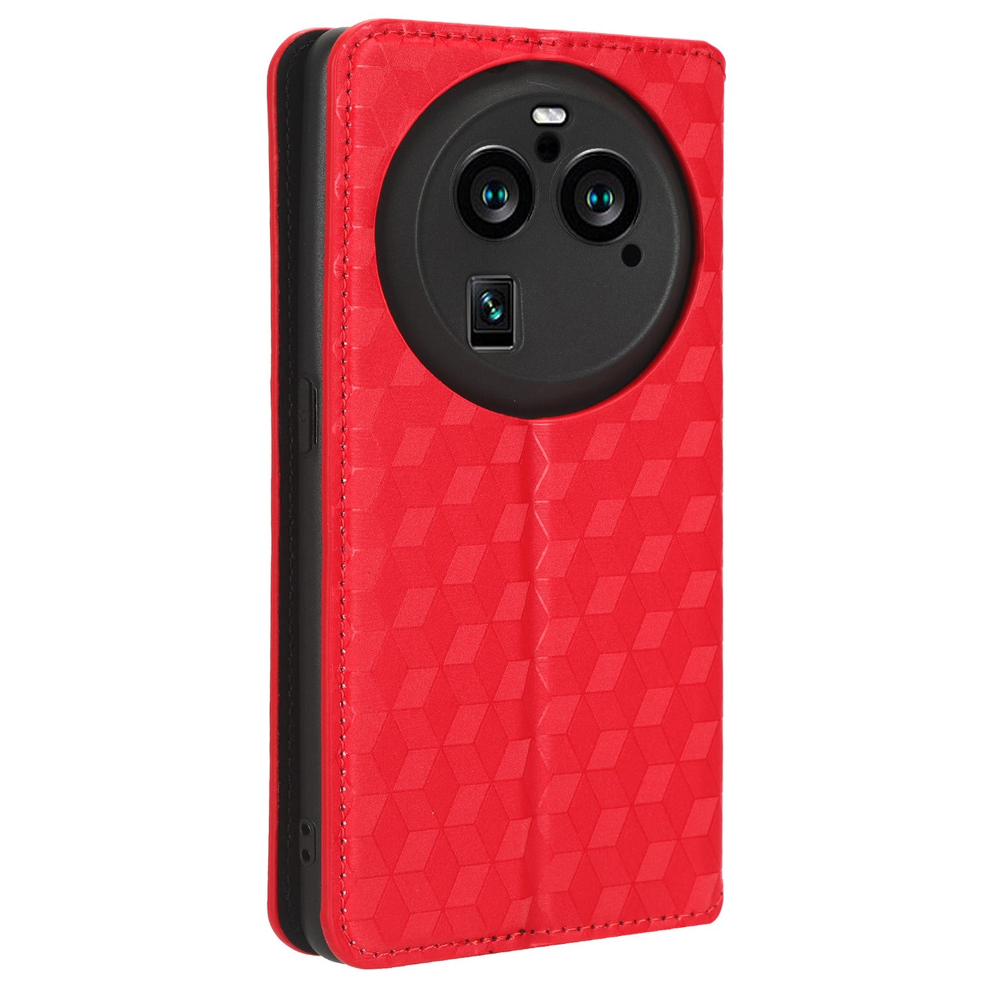 For Oppo Find X6 Pro Imprinted Rhombus Pattern PU Leather+TPU Phone Cover Stand Phone Wallet Case