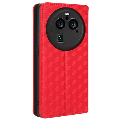 For Oppo Find X6 Pro Imprinted Rhombus Pattern PU Leather+TPU Phone Cover Stand Phone Wallet Case