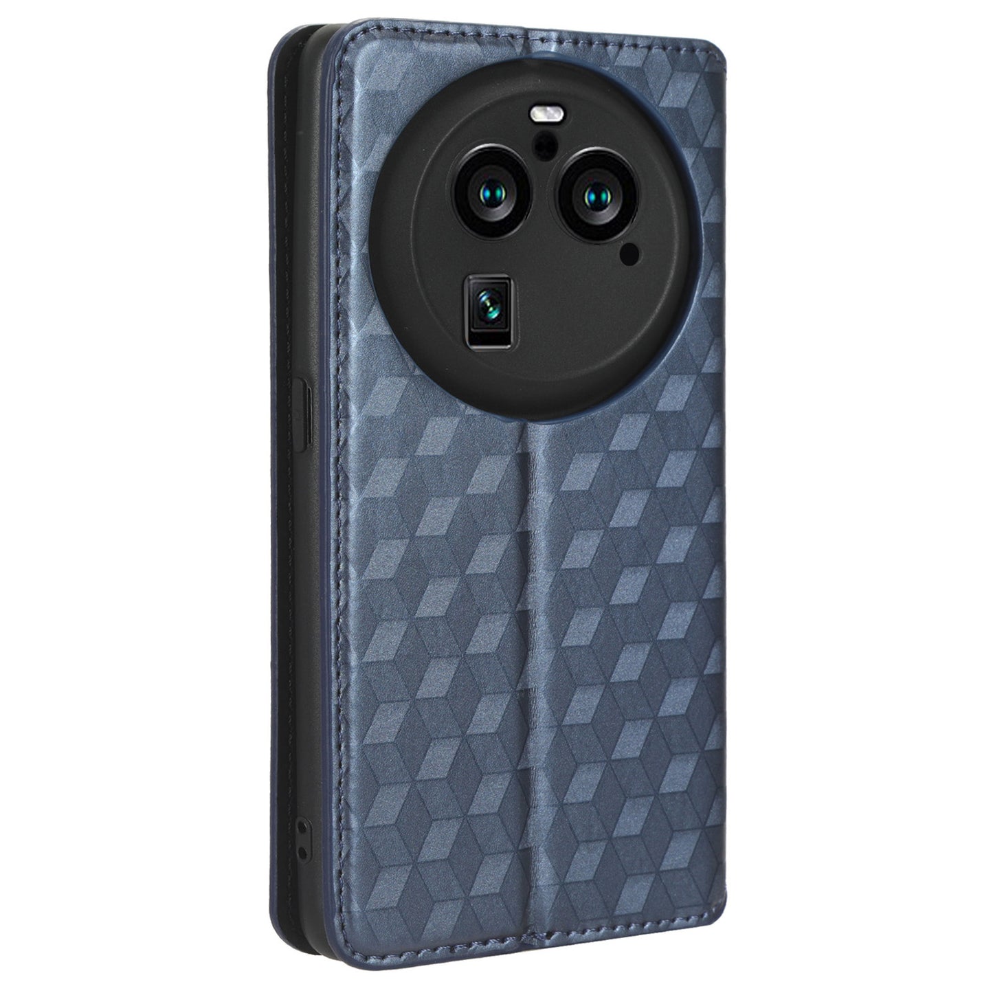 For Oppo Find X6 Pro Imprinted Rhombus Pattern PU Leather+TPU Phone Cover Stand Phone Wallet Case