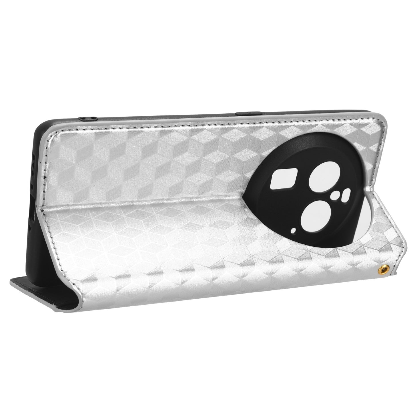 For Oppo Find X6 Pro Imprinted Rhombus Pattern PU Leather+TPU Phone Cover Stand Phone Wallet Case