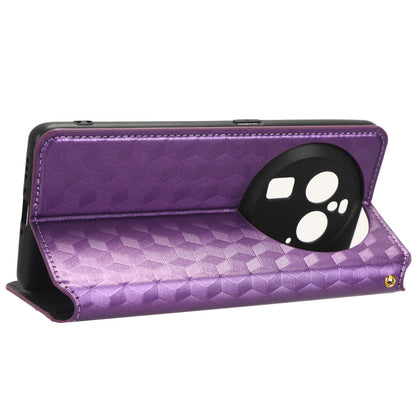 For Oppo Find X6 Pro Imprinted Rhombus Pattern PU Leather+TPU Phone Cover Stand Phone Wallet Case