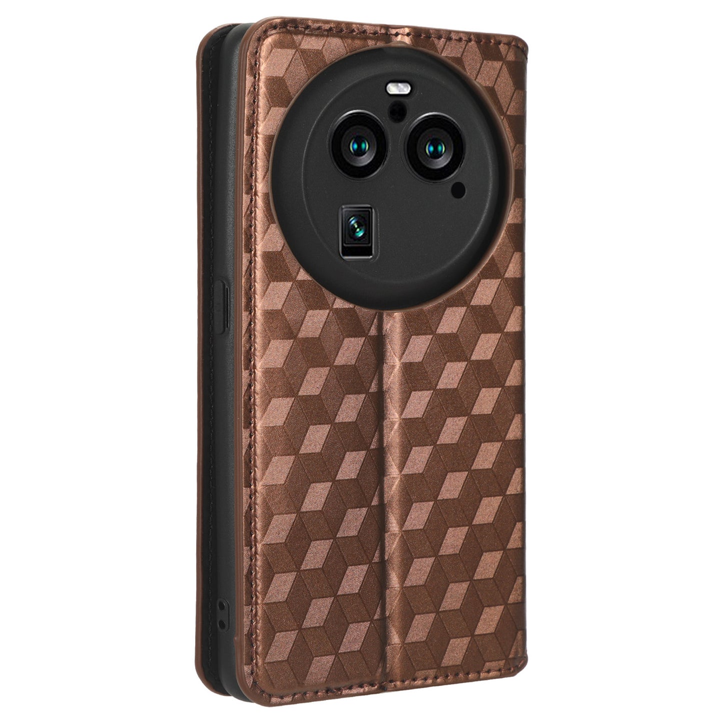 For Oppo Find X6 Pro Imprinted Rhombus Pattern PU Leather+TPU Phone Cover Stand Phone Wallet Case