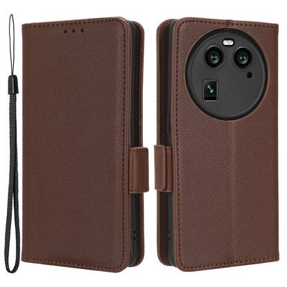 Anti-Dust PU Leather Phone Case for Oppo Find X6 , Litchi Texture Folio Flip Wallet Stand Phone Cover