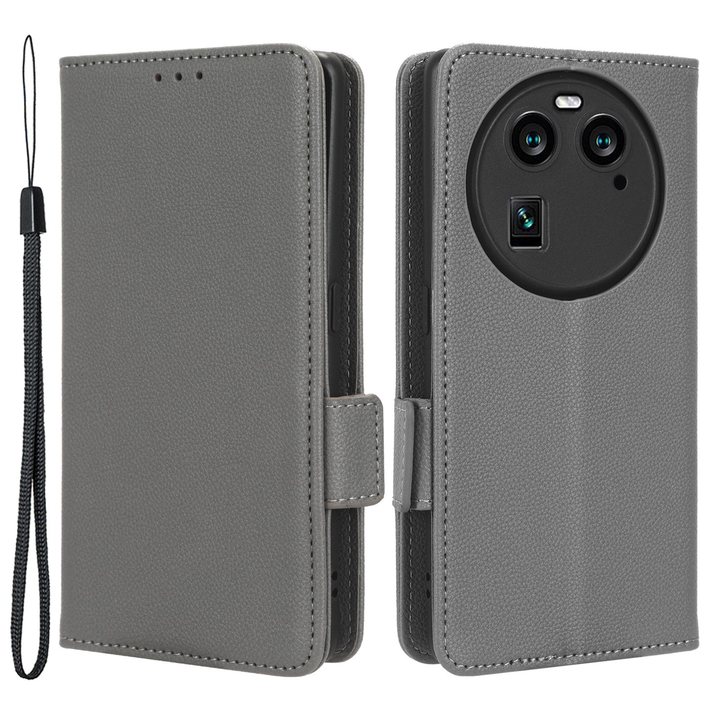 Anti-Dust PU Leather Phone Case for Oppo Find X6 , Litchi Texture Folio Flip Wallet Stand Phone Cover