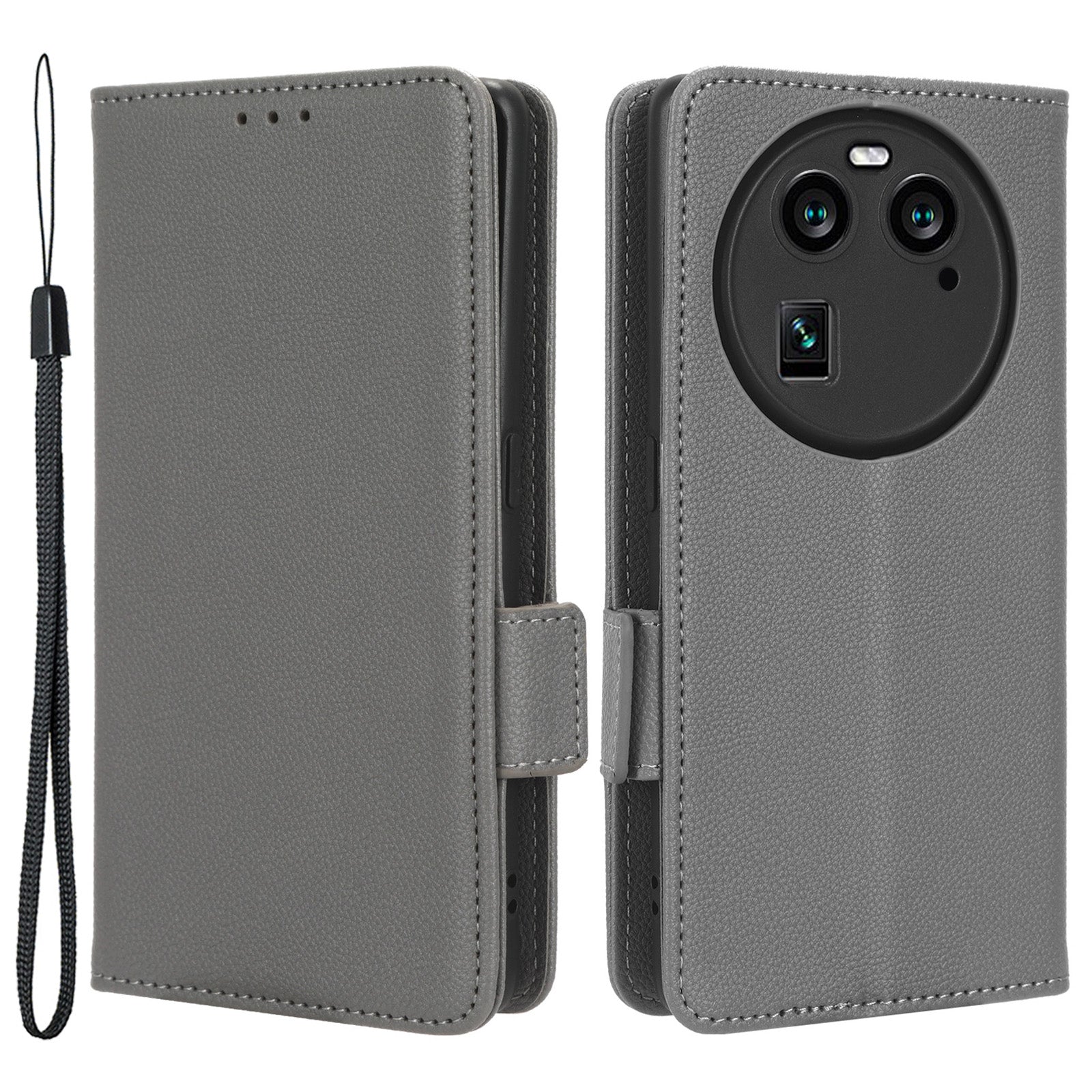 Anti-Dust PU Leather Phone Case for Oppo Find X6 , Litchi Texture Folio Flip Wallet Stand Phone Cover