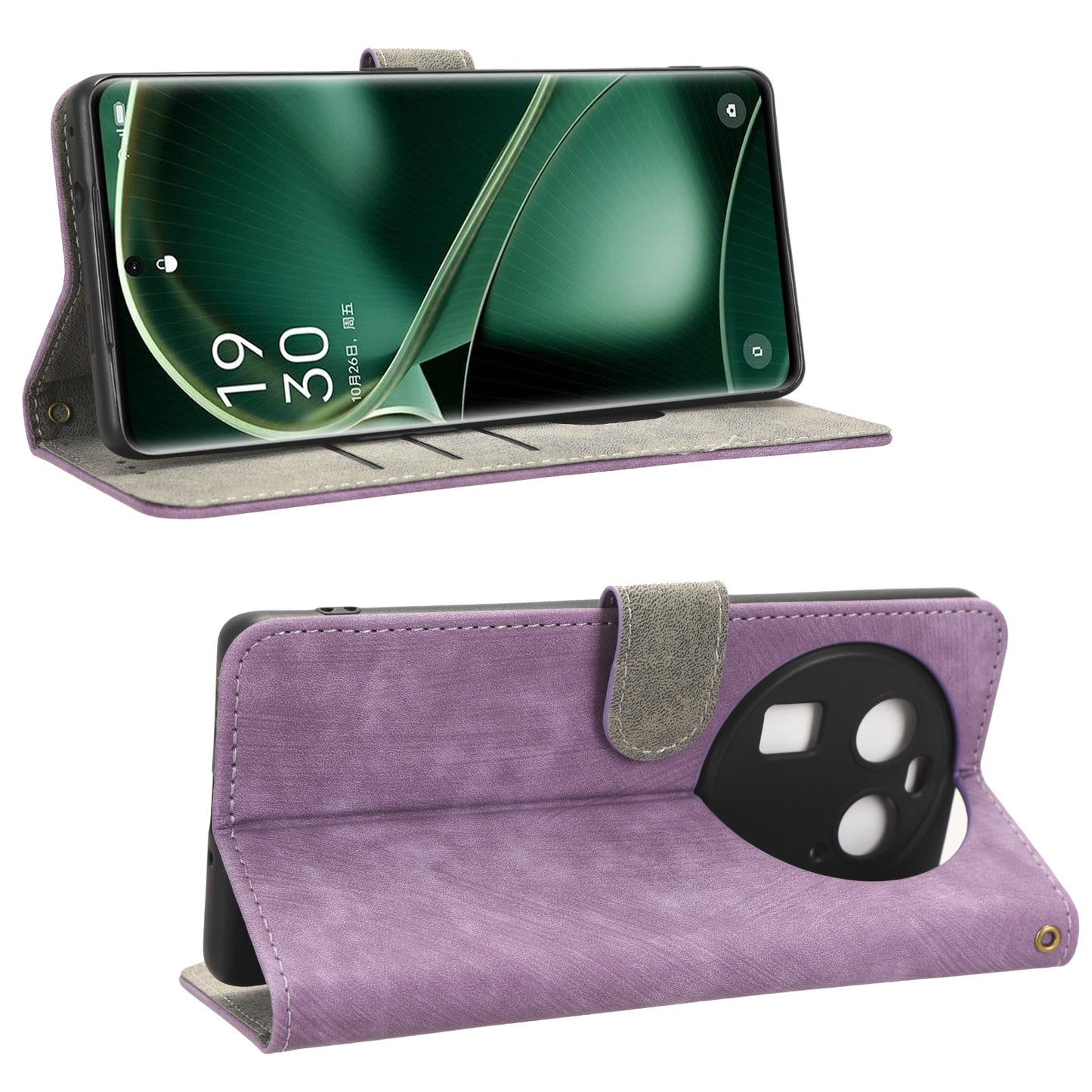 For Oppo Find X6 Shockproof Phone Cover PU Leather RFID Blocking Wallet Stand Case with Strap