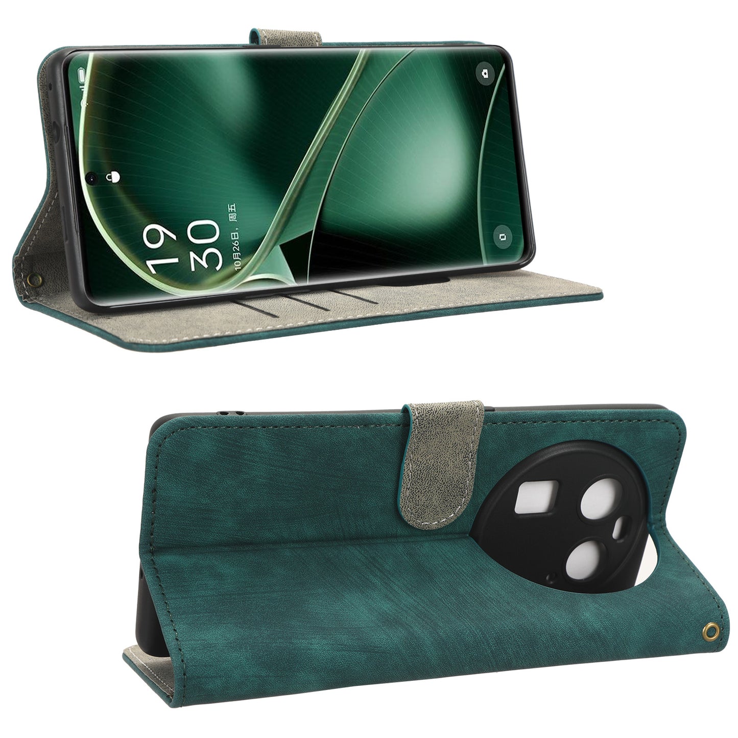 For Oppo Find X6 Shockproof Phone Cover PU Leather RFID Blocking Wallet Stand Case with Strap