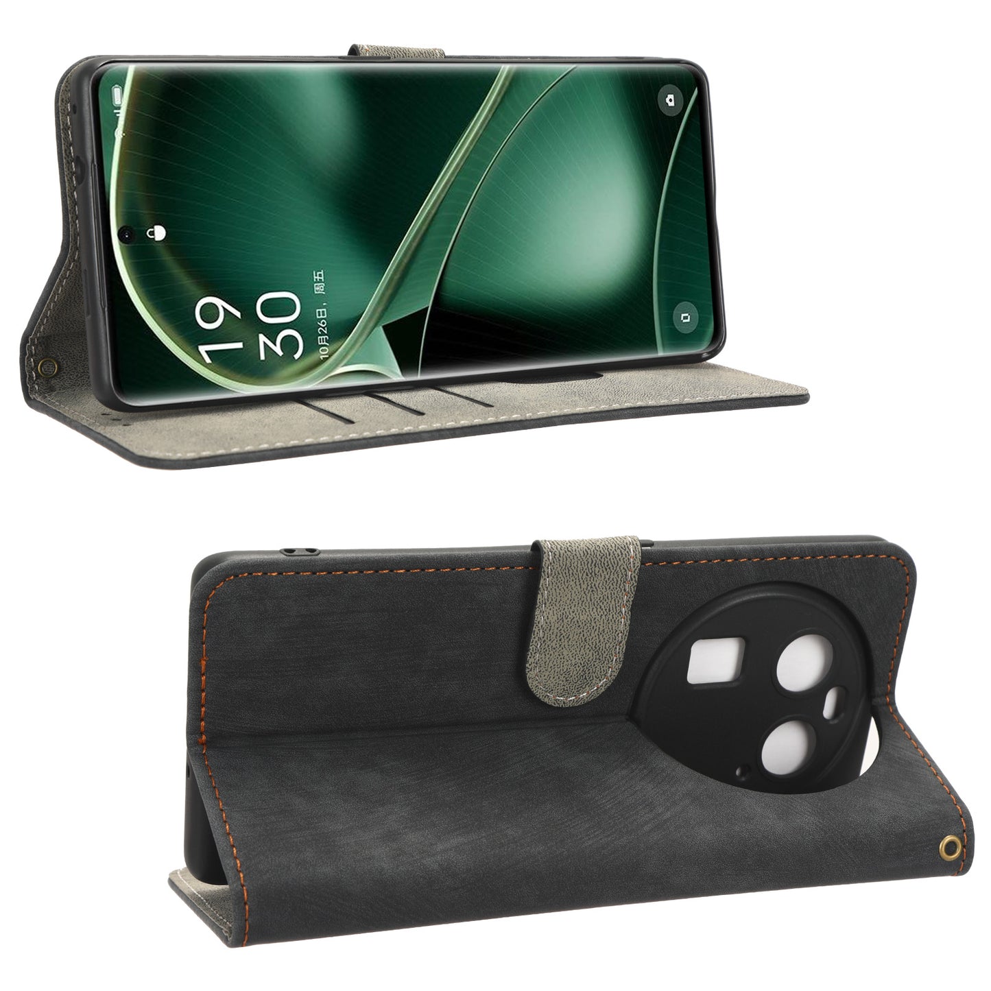 For Oppo Find X6 Shockproof Phone Cover PU Leather RFID Blocking Wallet Stand Case with Strap