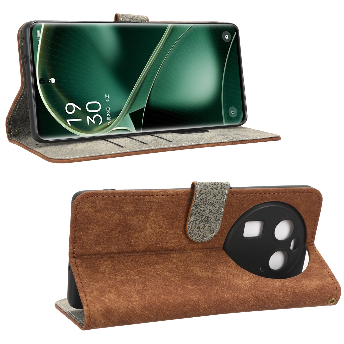 For Oppo Find X6 Shockproof Phone Cover PU Leather RFID Blocking Wallet Stand Case with Strap