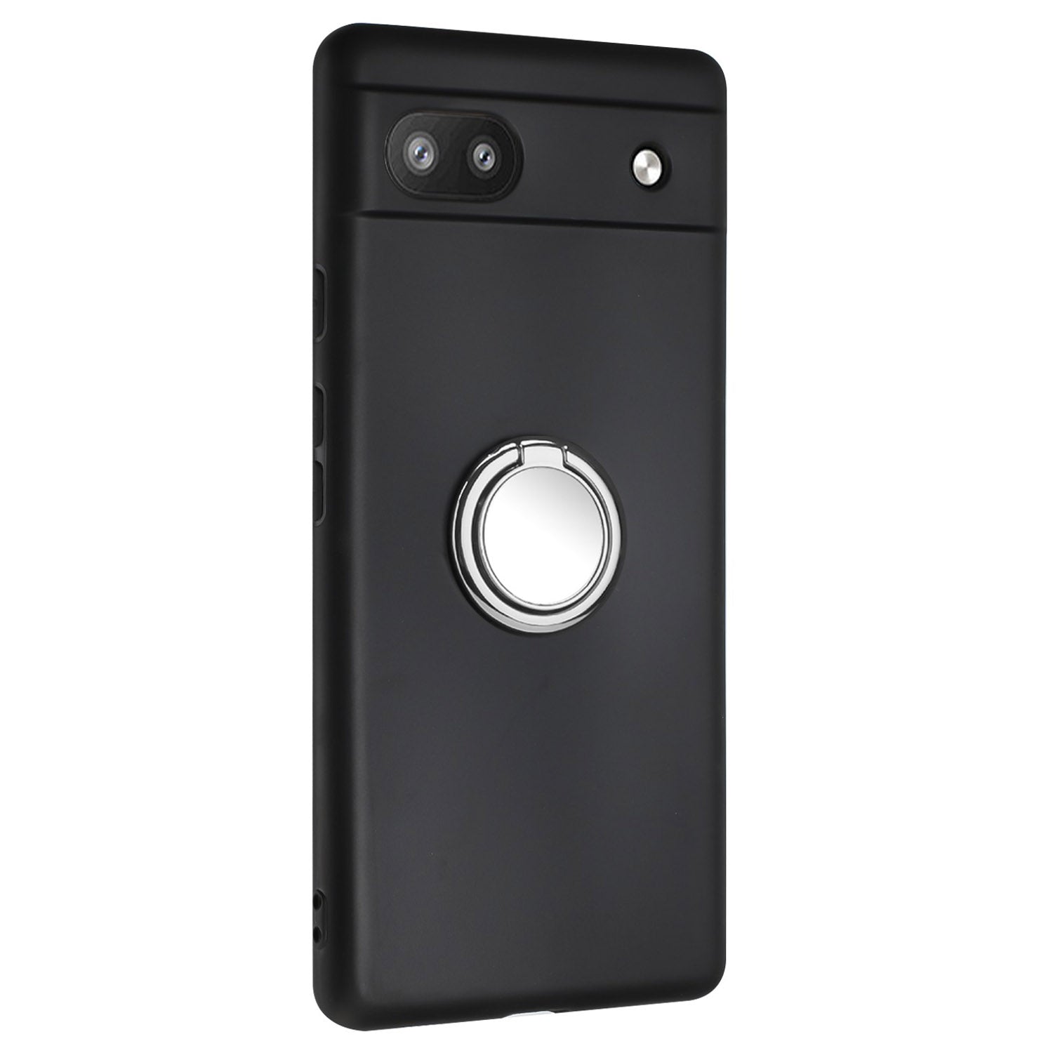 For Google Pixel 6a Matte Texture Flexible TPU Phone Case Ring Kickstand Cover Support Car Magnet Mount