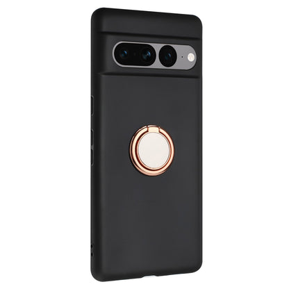 For Google Pixel 7 Pro 5G Back Protector TPU Cover Phone Case with Ring Kickstand Matte Shell