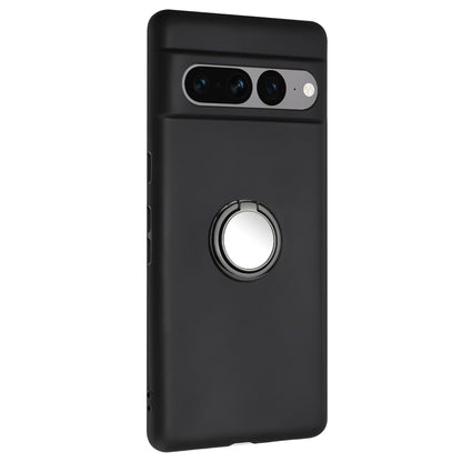 For Google Pixel 7 Pro 5G Back Protector TPU Cover Phone Case with Ring Kickstand Matte Shell
