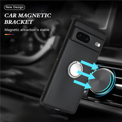 For Google Pixel 8 Shockproof Back Protector TPU Cover Matte Phone Case with Ring Kickstand