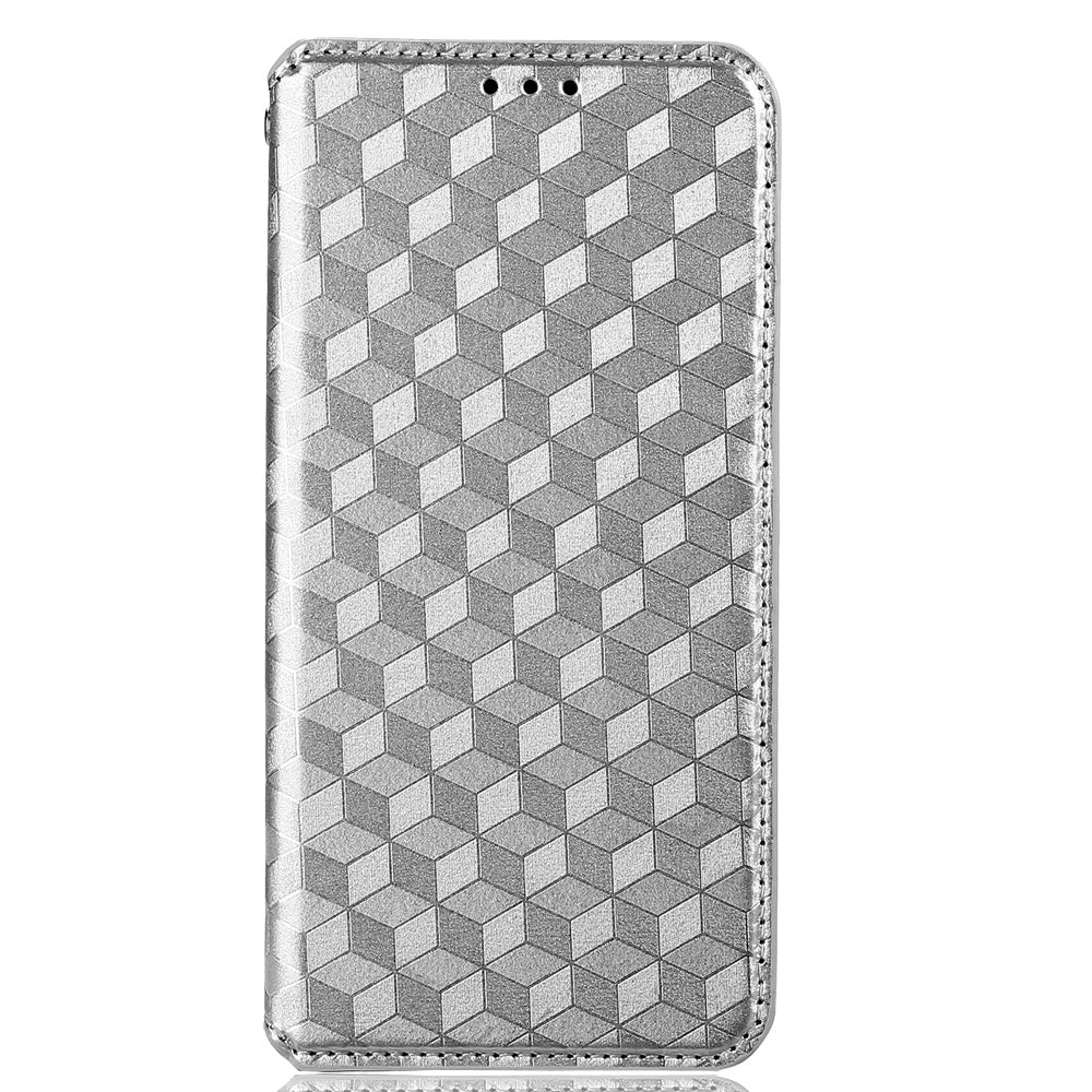 Wallet Case for Oppo Find X6 Imprinted Rhombus Pattern PU Leather+TPU Stand Phone Cover