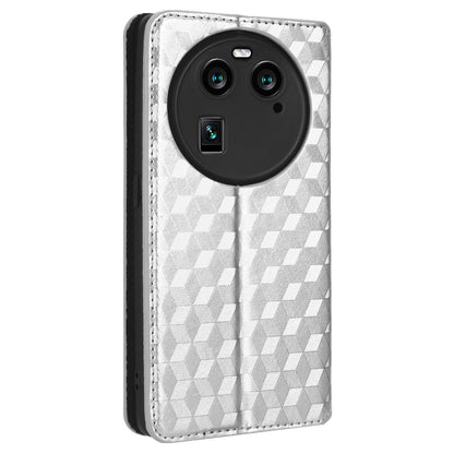 Wallet Case for Oppo Find X6 Imprinted Rhombus Pattern PU Leather+TPU Stand Phone Cover