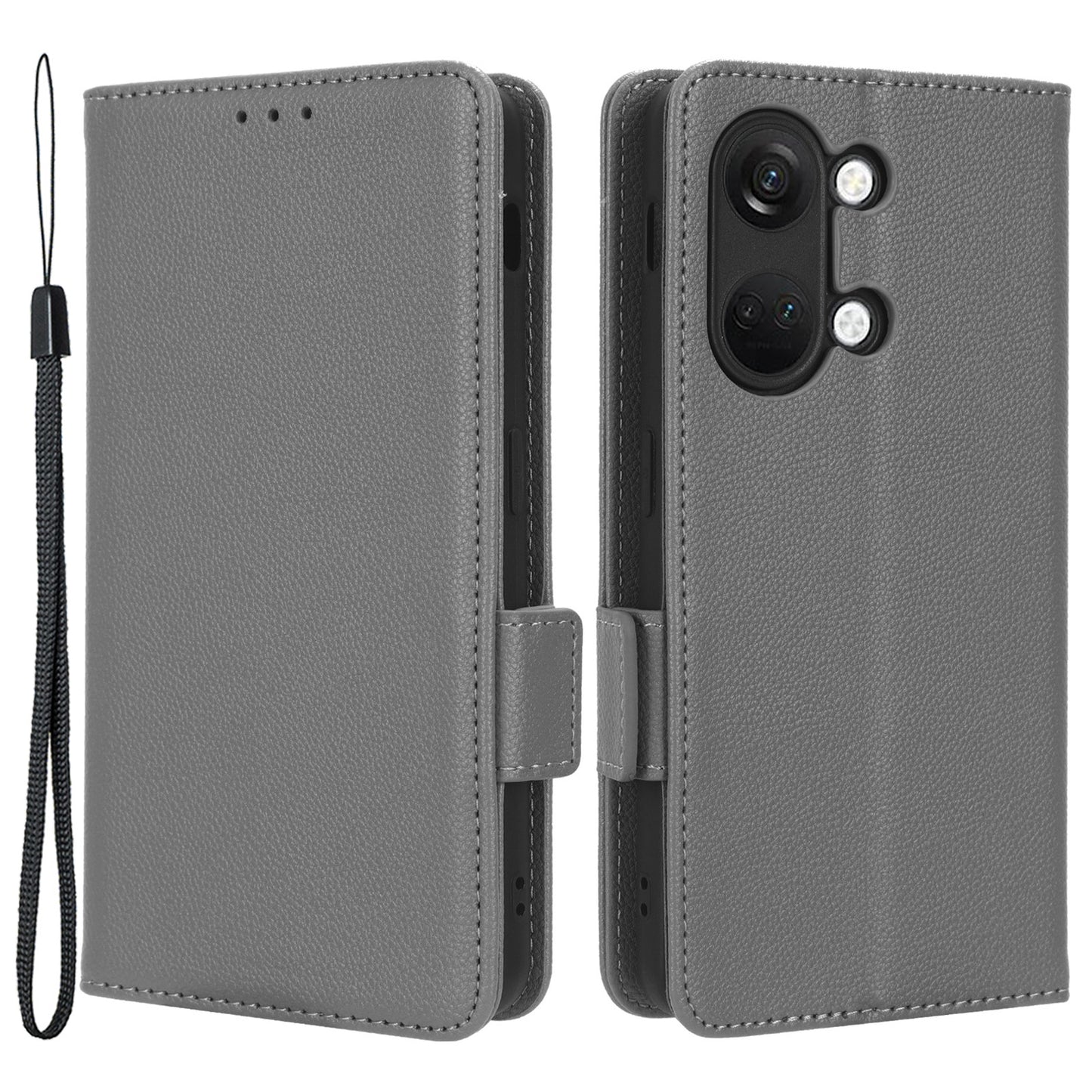 PU Leather Case for OnePlus Nord 3 5G / Ace 2V Litchi Texture Folio Flip Wallet Stand Phone Cover