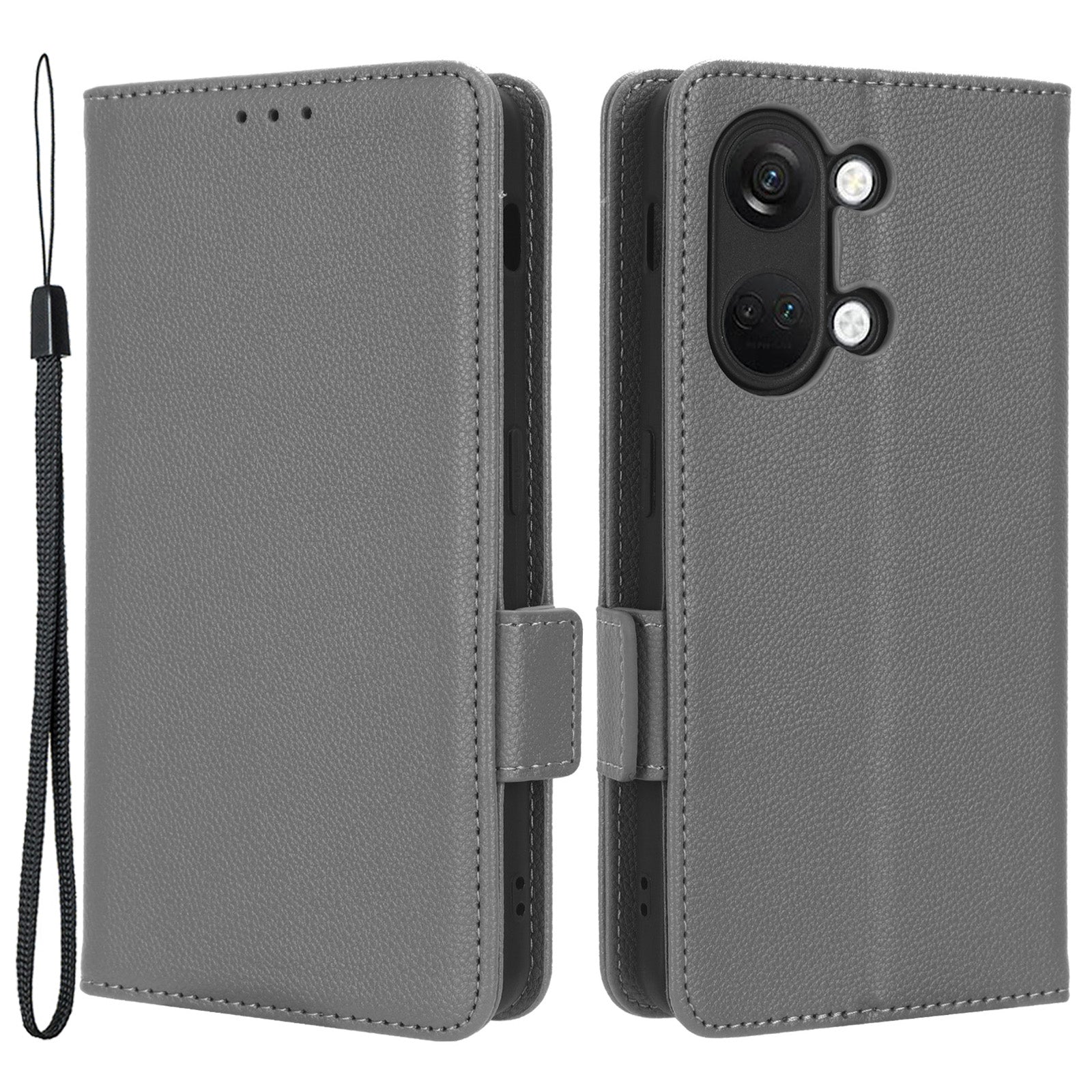 PU Leather Case for OnePlus Nord 3 5G / Ace 2V Litchi Texture Folio Flip Wallet Stand Phone Cover